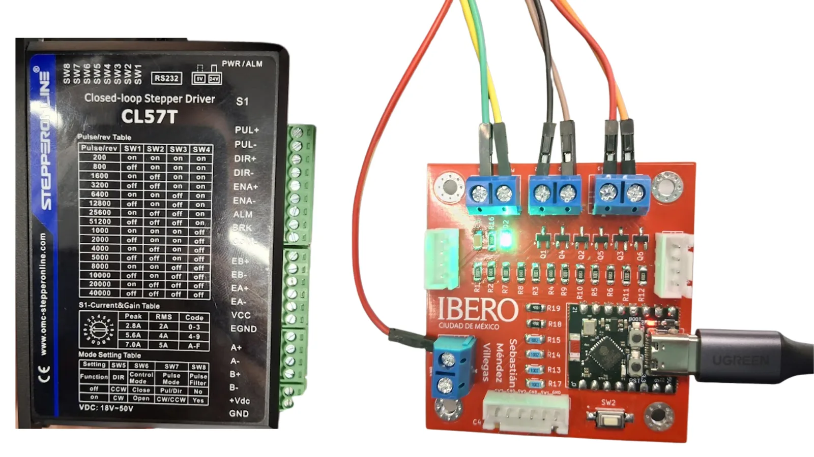 Placa del controlador CL57T ensamblada, con el módulo ESP32-C3 montado