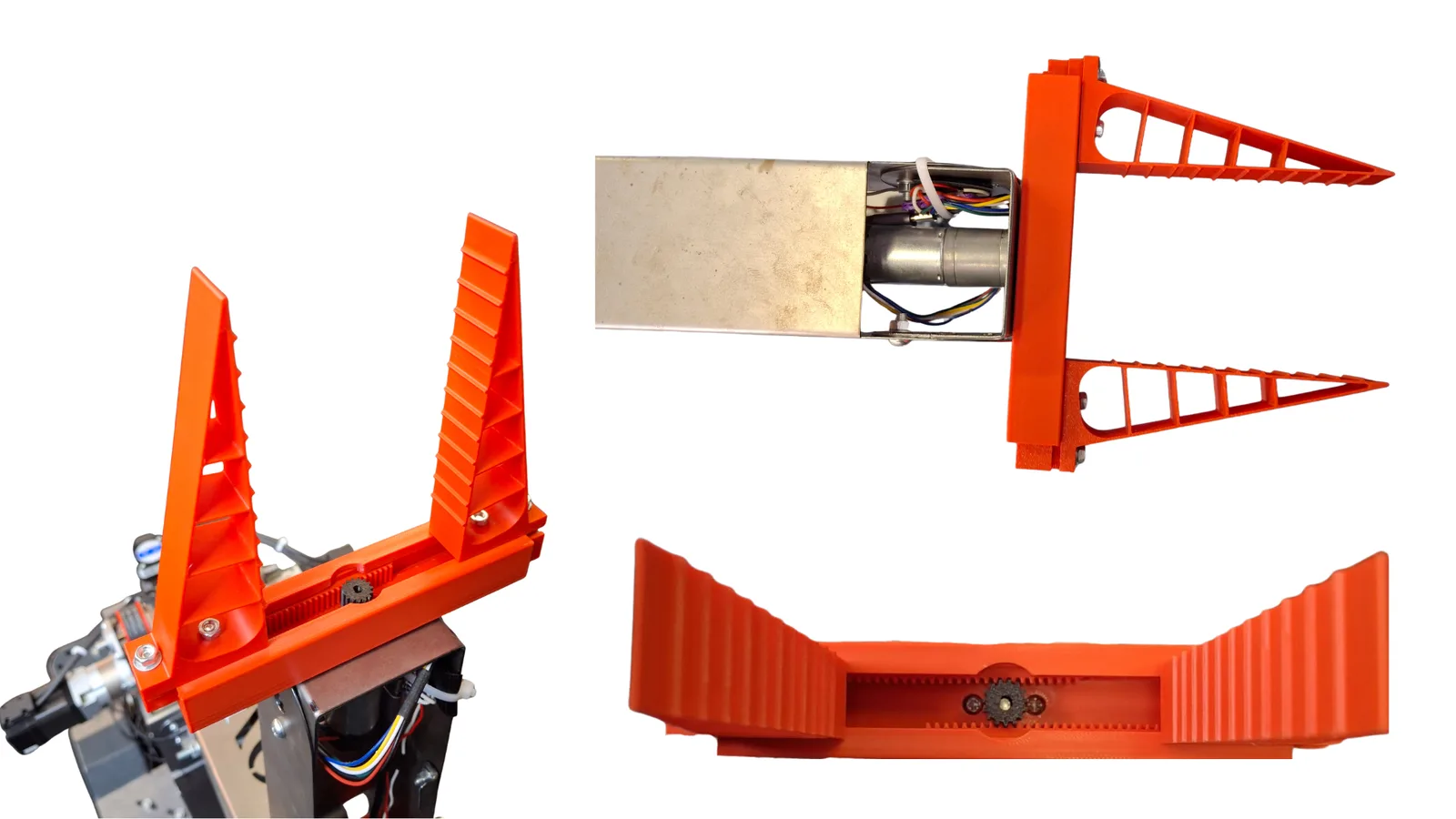 Conjunto del gripper con su piñón, cremallera y motor