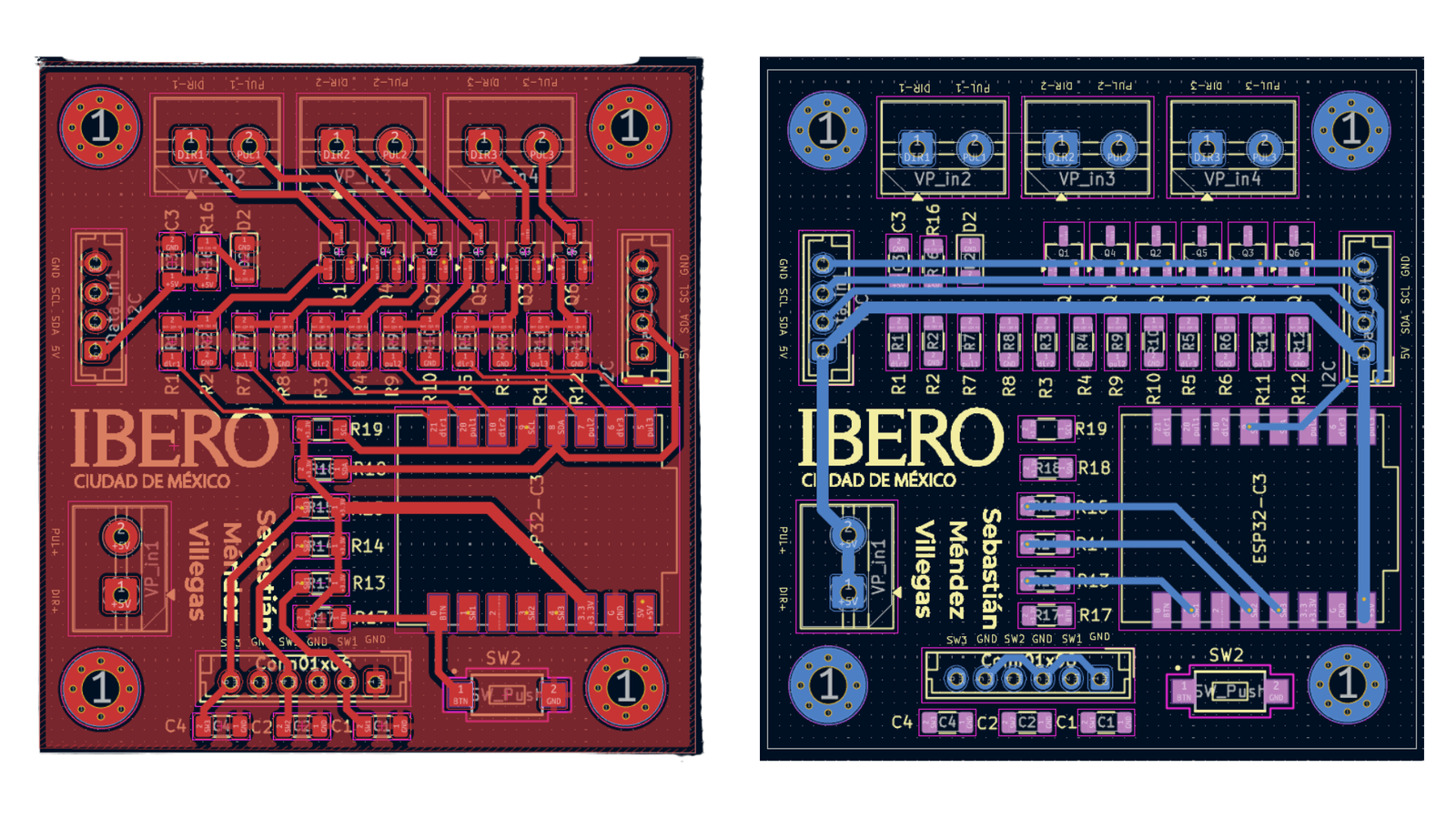 Layout de PCB de dos capas del controlador de drivers CL57T