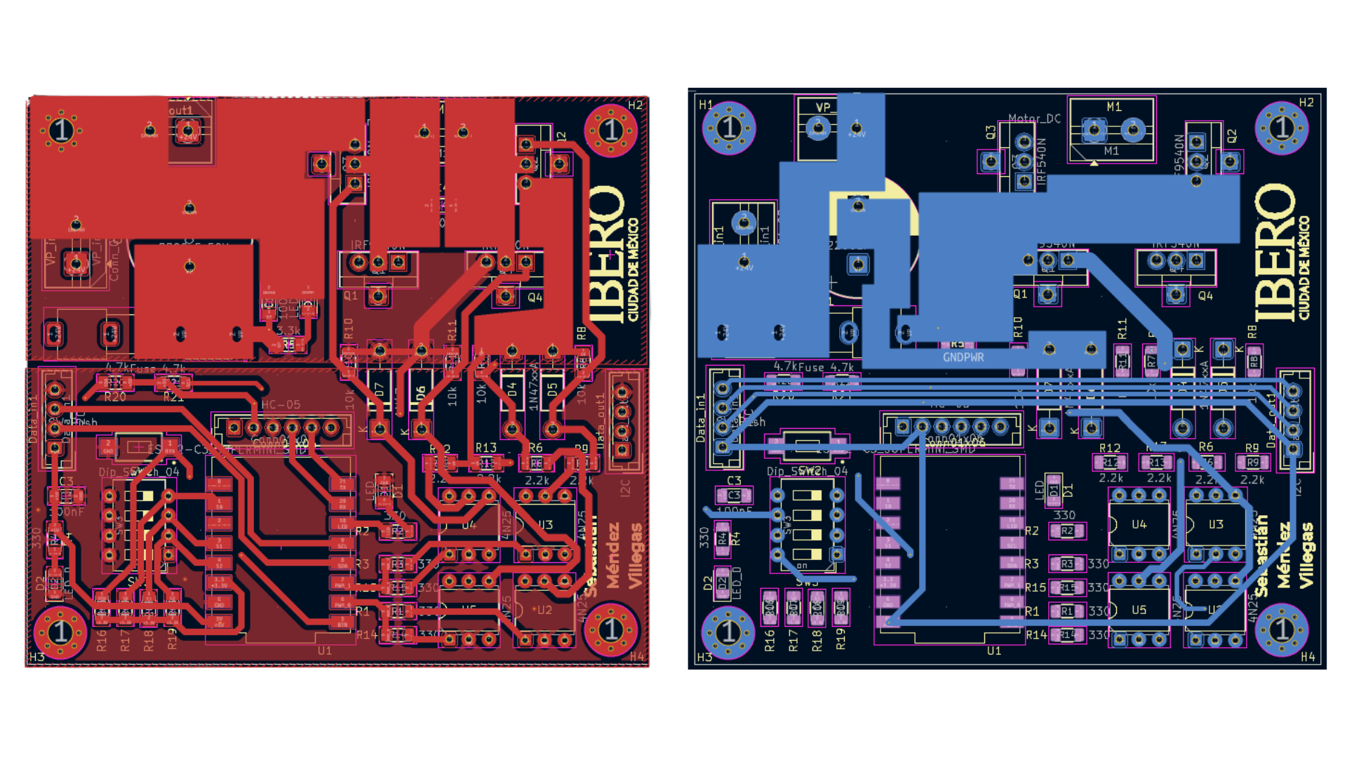Layout PCB de dos capas del Puente H